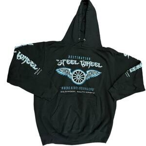 Destination Steel Wheel Mens XL Black Hoodie from Deadwood, South Dakota